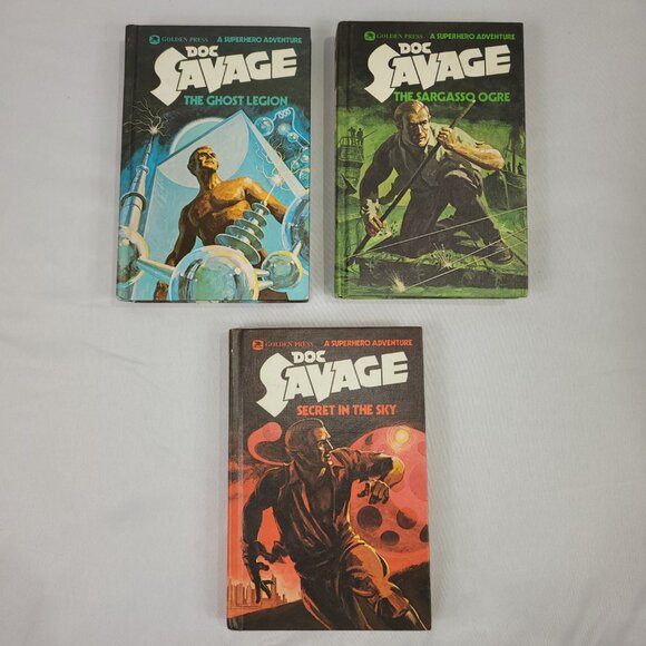 Doc Savage 26 Vintage Book Lot Kenneth Robeson Paperback & Hardcover Set Omnibus - Picture 3 of 3